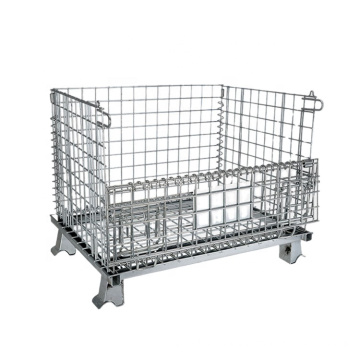 Collapsible Wire Mesh Pallets Metal Foldable Cage , Inventory Cylinder Steel Storage Cage/